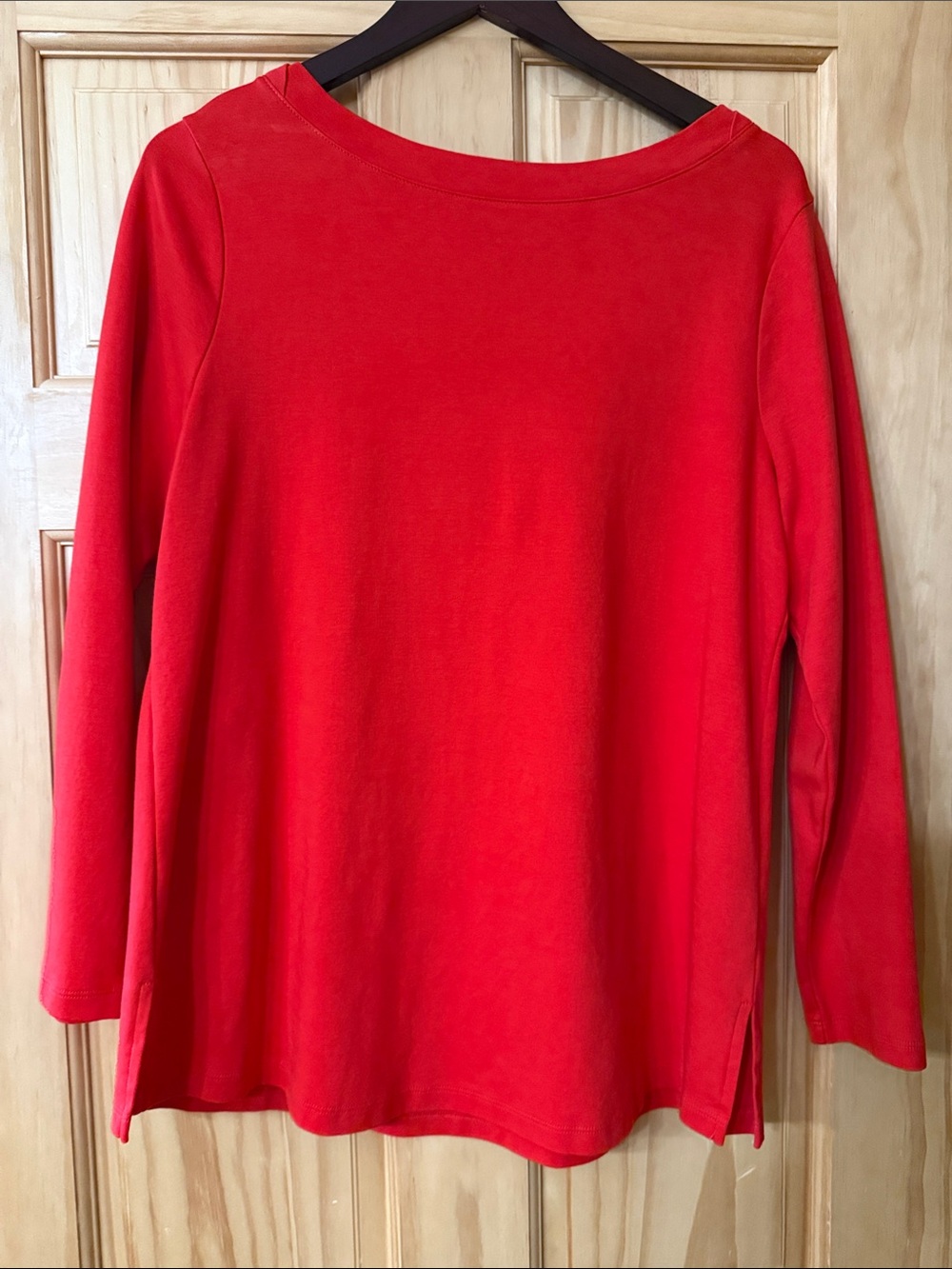 Isaac Mizrahi Red Long-Sleeve Boatneck Top